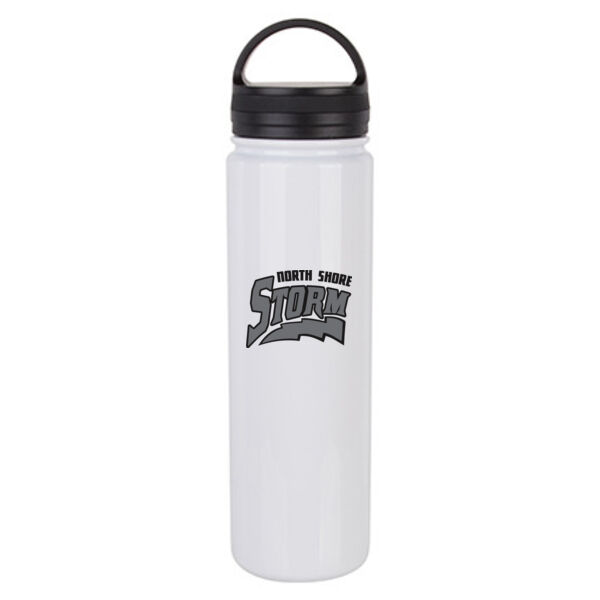 23oz Stainless Steel Flask Bottle w/Portable Lid - Sublimated Logo Thumbnail