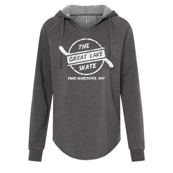 Independent Trading Co. Womens Lightweight California Wave Wash Hooded Sweatshirt - Printed Logo Thumbnail