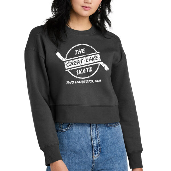 District Womens Perfect Weight Fleece Cropped Crew - Printed Logo Thumbnail