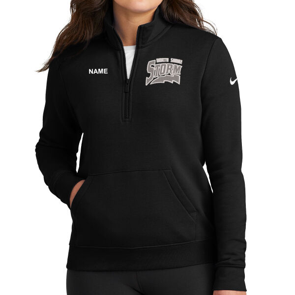 Nike Womens Club Fleece Sleeve Swoosh 1/2 Zip - Embroidered Logo **Add Name for $5! ** Thumbnail