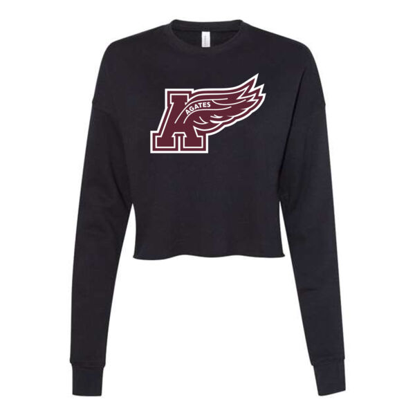 Womens Crop Fleece Crewneck Sweatshirt - Printed Logo Thumbnail